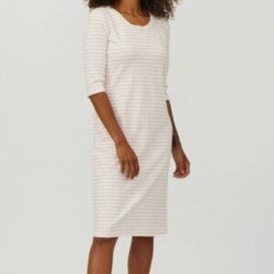Sonnet James June Play Dress XS Peach White Stripe Knee Length Ponte Knit